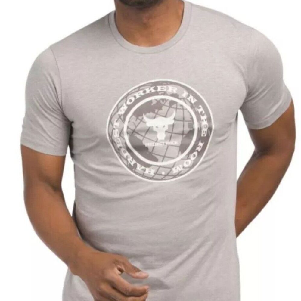Under Armour Mens Project Rock Size 3XL Loose Fit Grey T-Shirt casual New